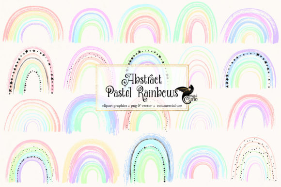 Abstract Pastel Rainbows Clipart: Soft Graphics