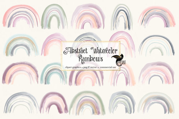 Abstract Watercolor Rainbows for Graphics & Illustrations