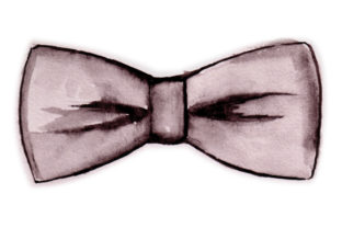 Bowtie in Watercolor for Wedding Crafts