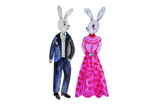 Bunny in Formal Attire Watercolor for Easter Crafts