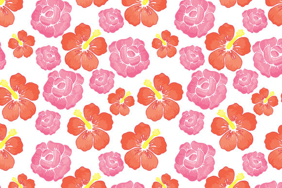 Flower with Watercolor Seamless Pattern Graphics