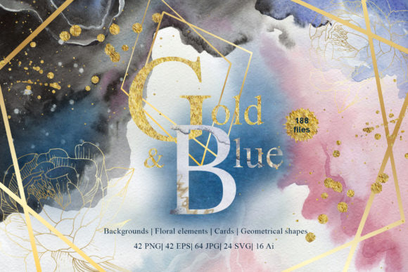 Gold and Blue Watercolor Set: A Graphics & Illustration Review