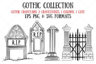 Gothic Gravestones, Column, Gate: Graphics & Illustrations