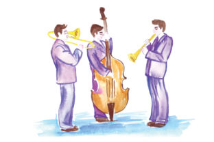 Jazz Band Performing Watercolor for Music Crafts