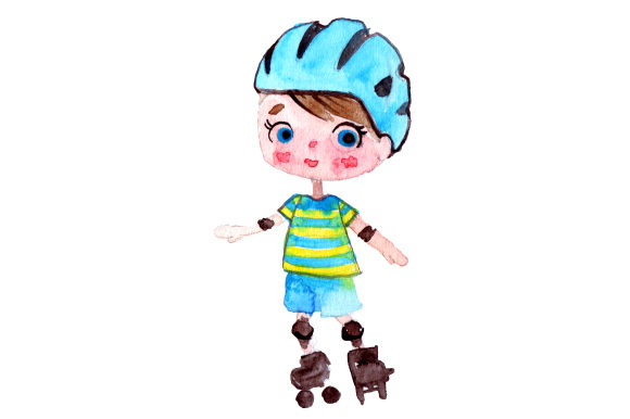 Kid Rollerskating in Watercolor: A Kids Crafts Design Review