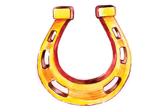 Lucky Horse Shoe in Watercolor for Crafts & Wedding