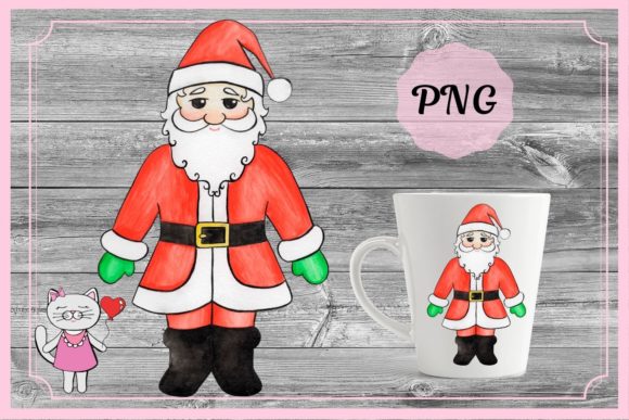 Santa Claus Watercolor Christmas Clipart for Crafts & Graphics