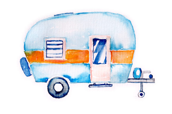 Watercolor Vintage Camper: Garage Crafts & Local Branding