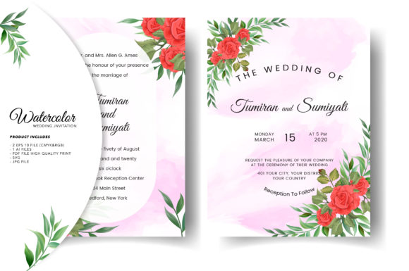 Watercolor Wedding Invitation Card Graphics Review