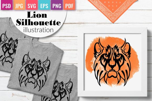Wild Lion Head Silhouette: Graphics & Illustrations